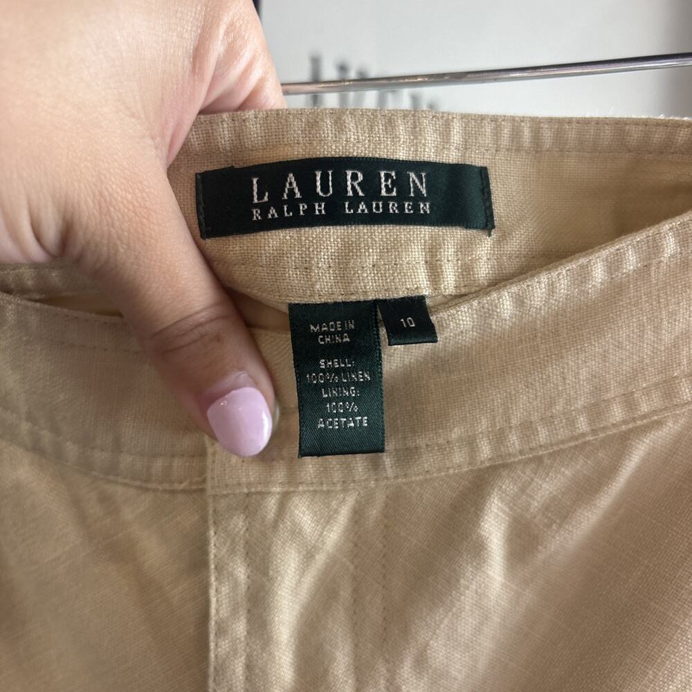 Ralph Lauren 100% Linen Tan Skirt Size 10 - Picture 8 of 11
